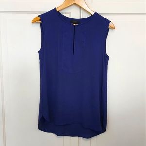 J Crew Sleeveless Top Womens 00 Purple V Neck Tunic Curved Hem Polyester